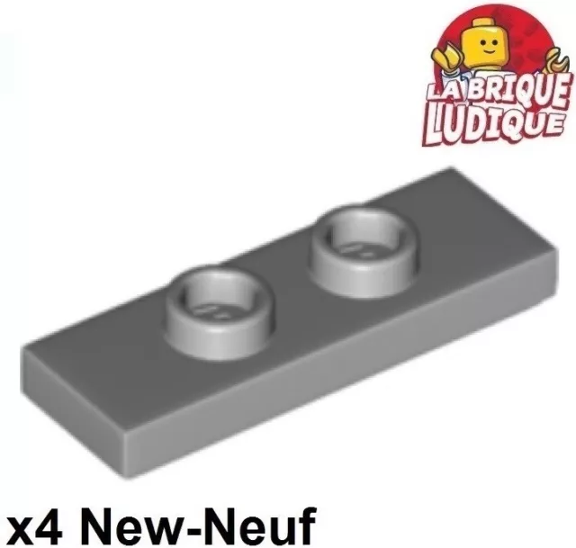 Lego 4x Plate Modified 1x3 2 Studs Double Jumper gris/light bluish gray 34103