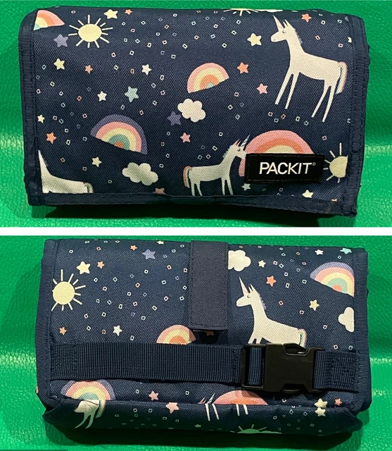PackIt Freezable Lunch Bag with Zip Closure Dark Blue Unicorns Rainbows PackIt Freezable Lunch Bag with Zip Closure Dark Blue Unicorns Rainbows