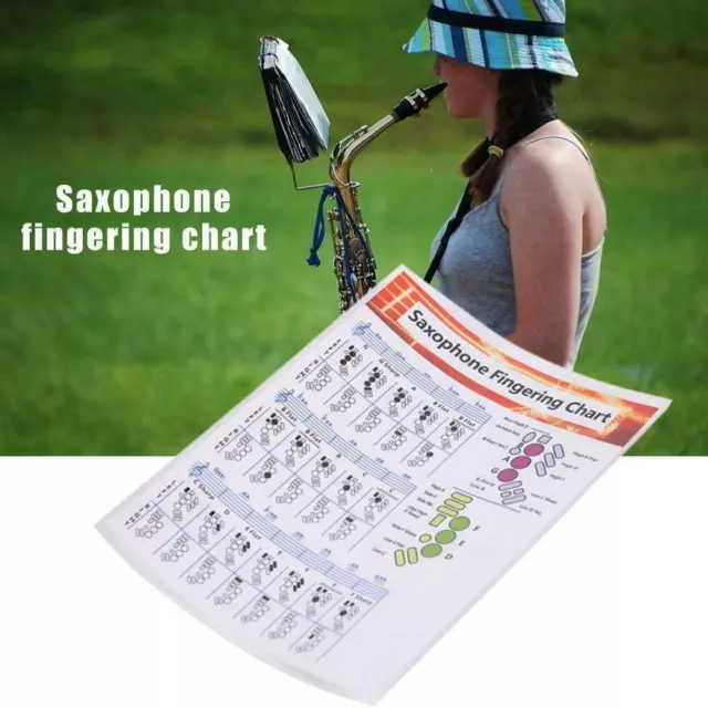 Saxophone Fingering Chart Durable Coated Paper Music For Teachers Chord N5C3