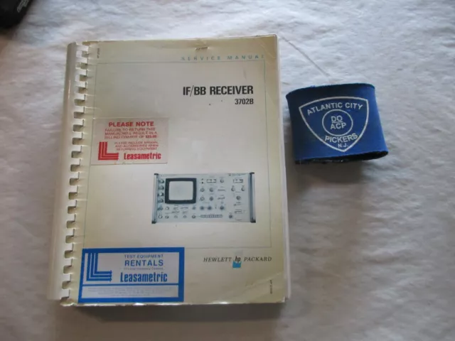 Hewlett Packard 3702B If / Bb Receiver Service Manual 03702-95012 Copyright 1974