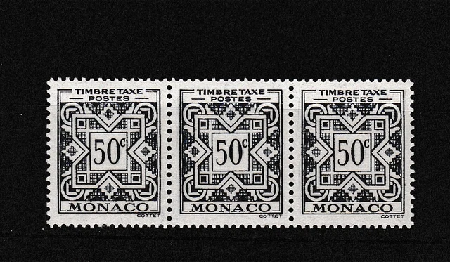 Monaco 1946/57 Taxe N° 31 Bande De 3-N**.Tb-Voir Scan-M157