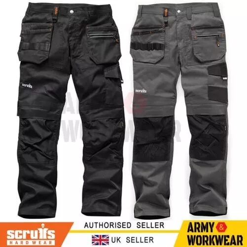 Scruffs Commerce Flexible Slim Fit Travail Pantalon Hommes Cargo Multi Genou Pad