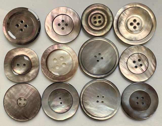 Lot De 7 Boutons Vintage En Nacre Véritable - Diamètre 17 Mm, Beige/marron, Origine France