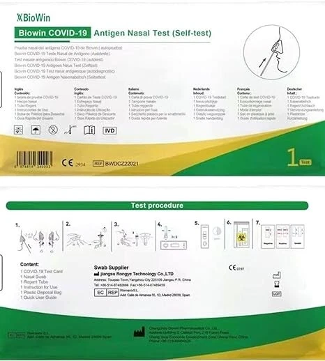 COVID-19 Antigen Nasal Test (Self-Test) Biowin - 20 Stück (kein Hotgen)