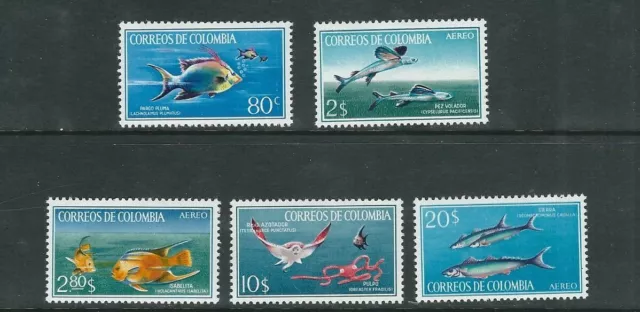 Colombie 1966 Poisson Pulpo ,Sierra ,Isabelita Etc (Sc 760-61, C481-83) VF Mlh