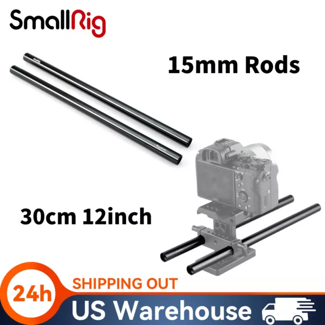 SmallRig 2*12 Inches (30 cm) Aluminum Alloy 15mm Rod with M12 Female Thread 1053