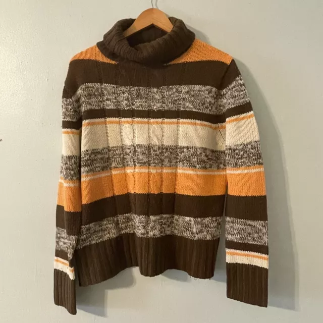 VTG Marisa Christina 80s Y2K Wool Blend Big Collar Swing Sweater Orange Brown XL