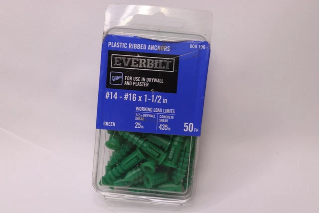 Evelbilt Coarse Ribbed Anchor Plastic #14-16 x 1-1/2&quot; 608196 50 Pack
