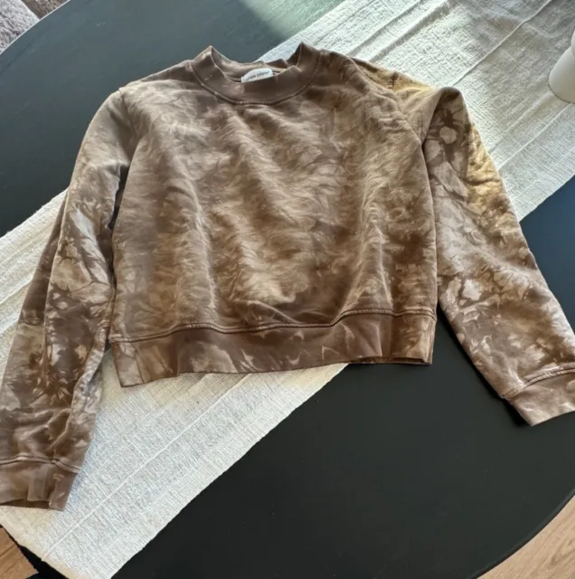 Cotton Citizen Milan Crew Cropped Sweatshirt in Java Crystal Brown Size Medium