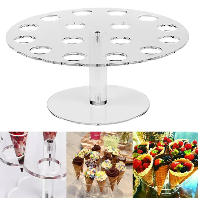 6/16 Cones Acrylic Ice Cream Stand Cake Cone Holder Party Wedding Decoration