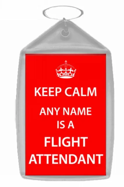 Flight Attendant Personalised Keep Calm Keyring