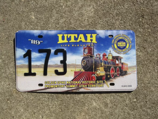 Utah ALPCA Souvenir License Plate Convention Train Steam Engine Salt Lake City