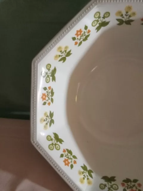 Vintage 8.75" Johnson Brothers Octagon Heritage Serving Bowl Posy Flowers 2