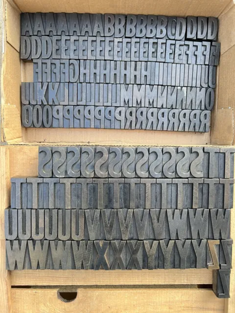 Antique Lot of 160 HAMILTON Letterpress Wood Type Alphabet 2” Typeface