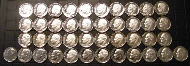 1968~2023 S Roosevelt Dime Gem Proof Clad Run 56 Coin Run Set US Mint Lot