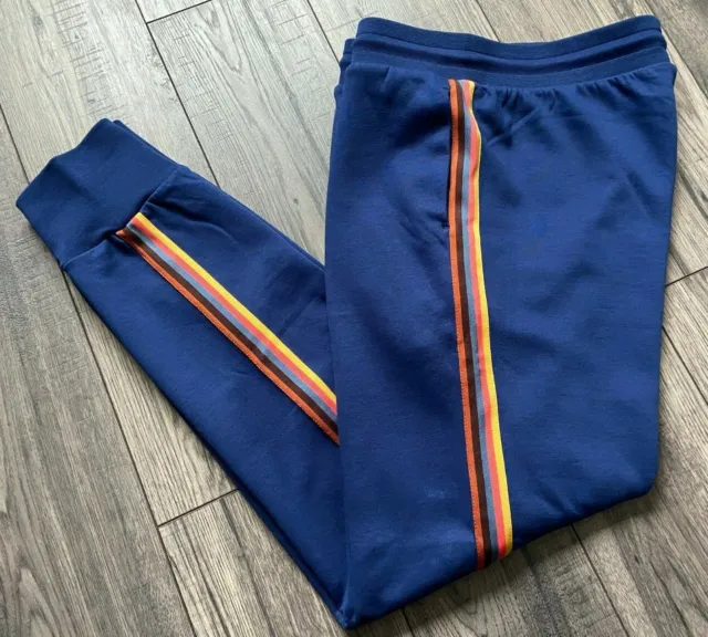 Paul Smith Royal Blue Artist Stripe Cuffed Jogging Bottoms Size M-L Retail £255