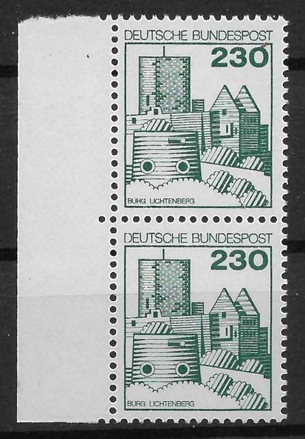 Bund 1978 ** Mi 999 Burgen B&S 230Pf im Paar senkrechte Paare Rand links 03612G