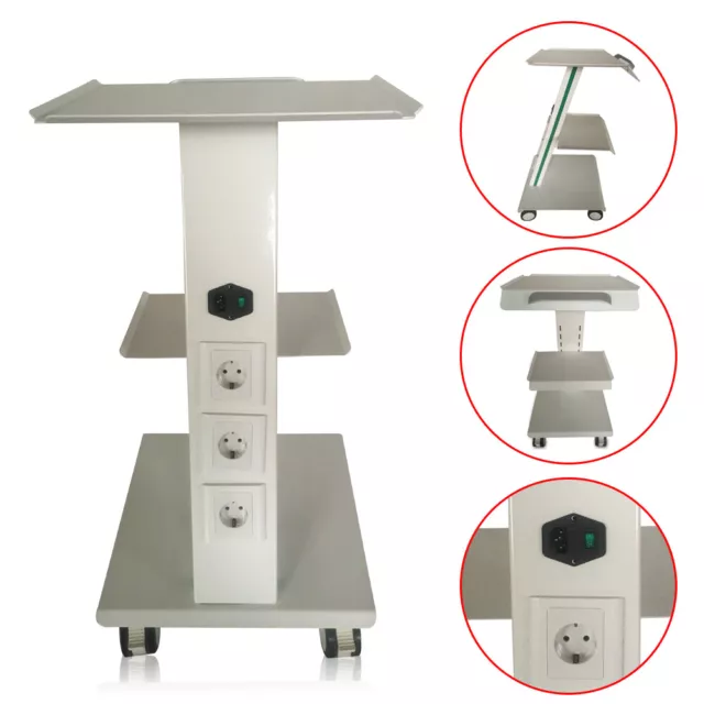 Three Layer Mobile Dental Trolley Cart Built-in Socket Medical Trolley Equipment