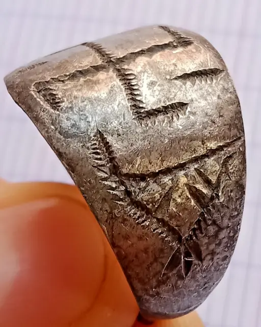 Very Old Rare Ancient Viking Ring Silver Artifact Engraved Authentic Stunning