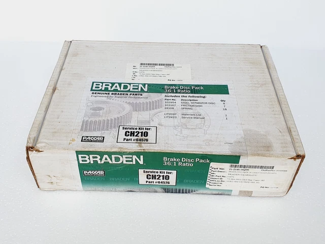 BRADEN 64576 CH210 Manovella Disco Freno Confezione 36:1, Servizio Kit# Nuovo