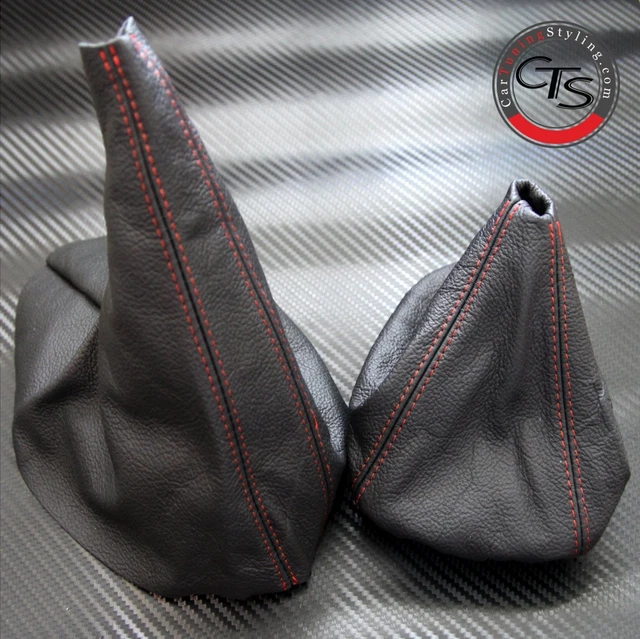 BMW E30 3 Series 1981-1992 Handbrake Gaiters Set - Leather With Tri Stripes