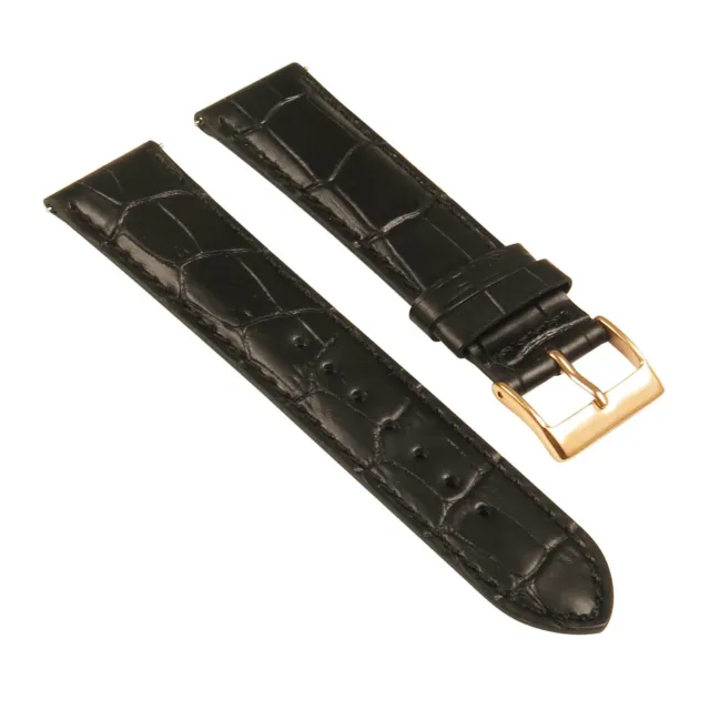 StrapsCo Mens Croc Crocodile Grain Embossed Padded Leather Watch Band Strap