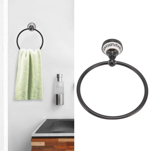 Towel Bathroom Wall Mounted Stand Holder Rack Antique Brass Porcelain US