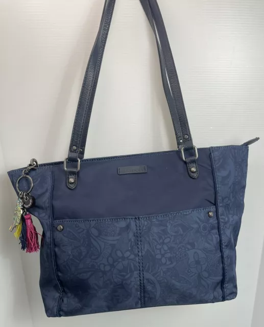 Sakroots by The Sak Tote Bag Artist Circle Medium Blue Floral Shoulder Purse Owl