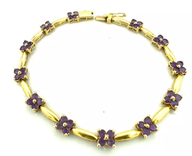 MAGNIFIQUE BRACELET OR 18 CARATS - Fleurs d'améthystes - 9,96 g