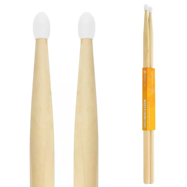 Maple 5A Drumsticks by World Rhythm – Nylon Tip 5A Pair of Drum Sticks