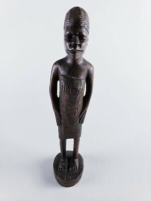 Hand Carved Wooden African Sculpture Figure Tribal Art Statuette 7 1/2" Tall VG
