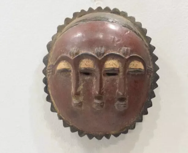 African Baule Carved Wood Mask Ivory Coast