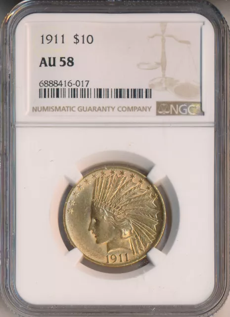 1911 $10 Indian Head Eagle Gold Coin **Ngc Certified Au58** Free Shipping!!