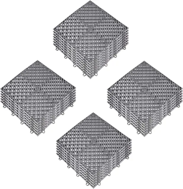 Tiles Interlocking 25 PCS Gray, Drainage Tiles 12X12X0.5 Inches, Deck Tiles Outd