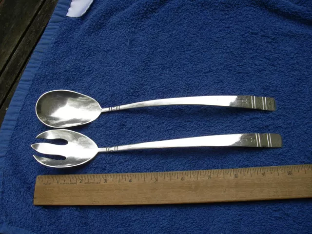 Fine EMILY A DAY Canadian ARTS & CRAFTS Sterling SALAD SERVING SET-Mono H