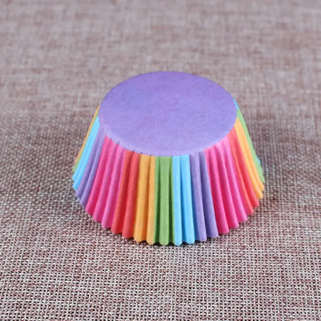 100Pcs/set Party Supplies Colorful Rainbow Paper Cake Cupcake Liners Baking $d