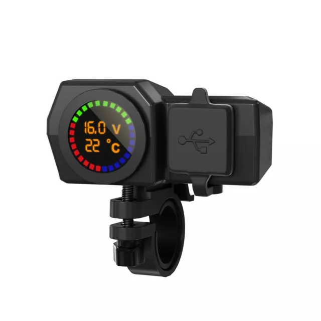 Misuratore Volt - misuratore di temperatura supporto di carica telefonico BLK B per moto AH