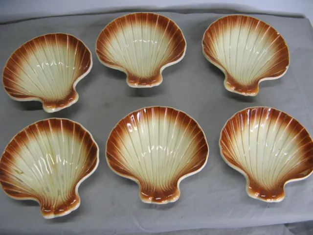 Rare ensemble de 6 coquilles St Jacques en faïence de Digoin vers 1960 2