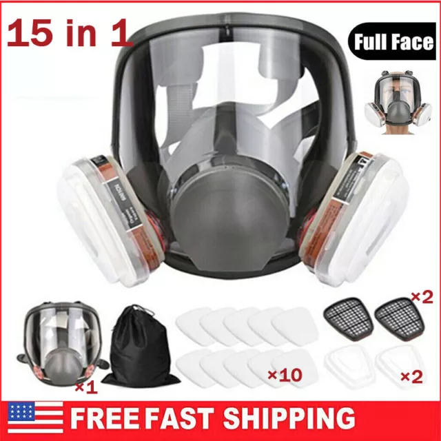 US Full Face Gas Mask Painting Spraying Respirator w/Filters for 6800 Facepiece