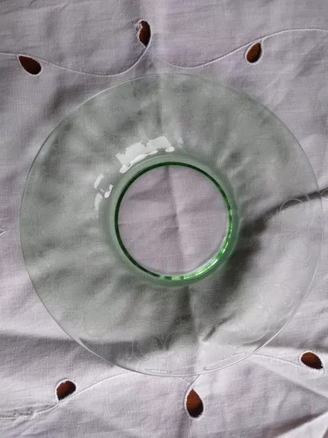 Fostoria Green VERNON Elegant Glass Etched Finger Bowl UNDERPLATE LINER 6 1/4" 2