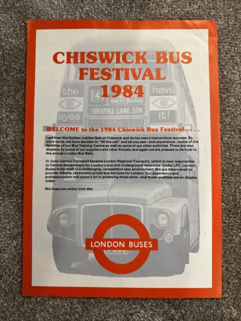 London Transport Chiswick Bus Festival 1984 - guide to events & location map