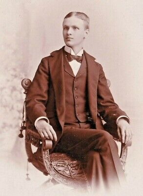 Victorian Cabinet Card Photo Lawrence Halverson on Ornate Chair - Hagendorff WI