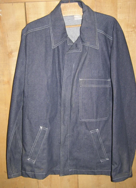VESTE DE TRAVAIL CDX ancienne en toile bleue genre JEANS denim