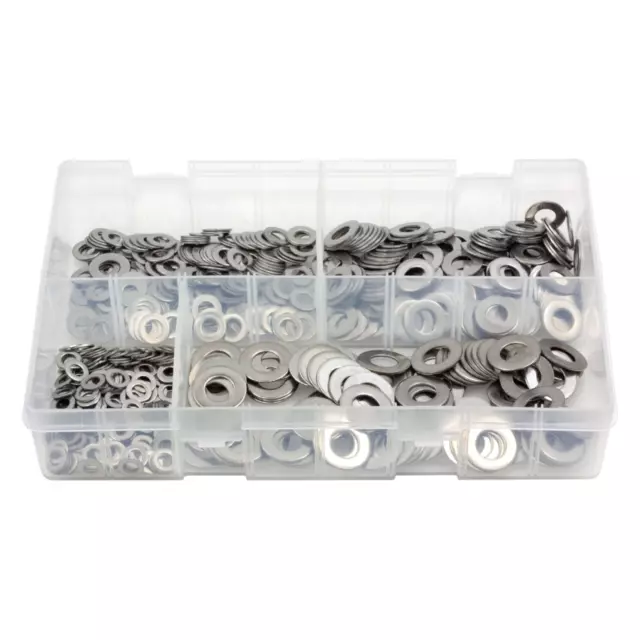 Assorted Box of Stainless Steel Flat Washers - M5 M6 M8 M10 Form B BZP Qty 650