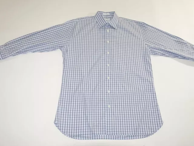 John W. Nordstrom Men's Traditional Fit Dress Shirt 17 - 34 Blue Gray Check