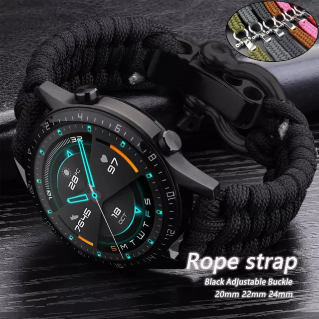 Survival Nylon Rope Gewebtes Smartwatch-Armband Ersatzband 20/22/24mm Univerlsal