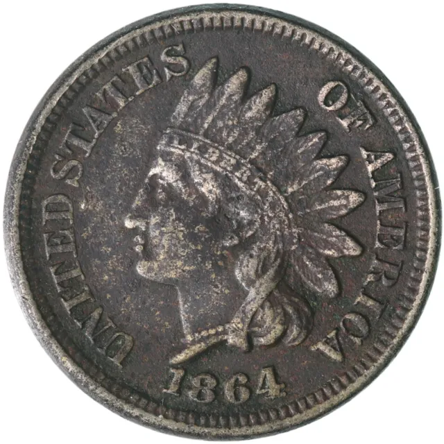 1864 (P) Indian Head Cent Copper-Nickel Fine Penny FN Dark See Pics F901