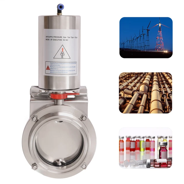 4'' Sanitary Butterfly Valve Pneumatic Actuator Tri Clamp Single Acting