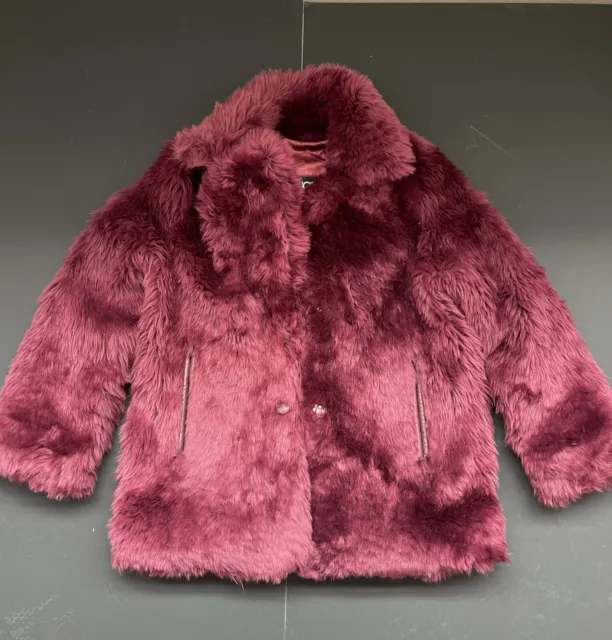 UGG Lianna Jacket Short Genuine Shearling Fur Coat Size Small - Sangria Red