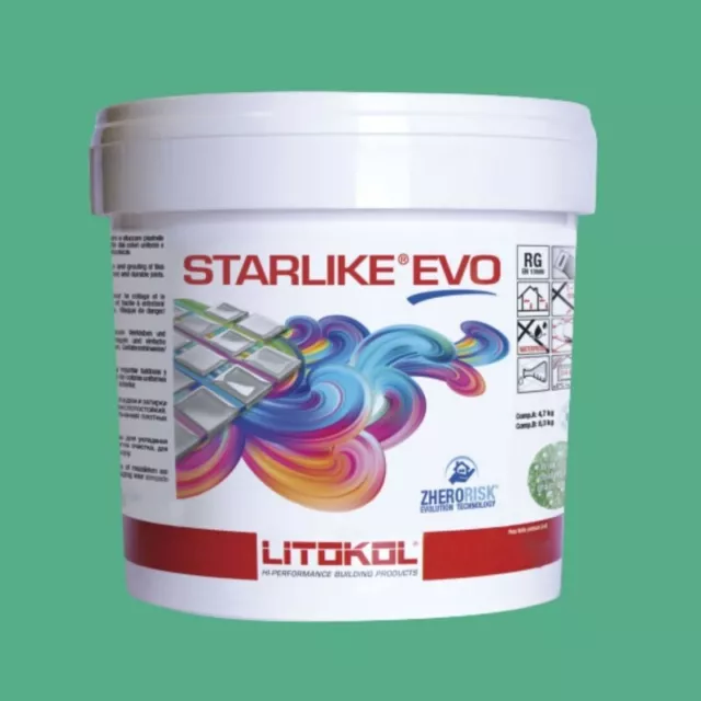 Litokol Starlike Evo 420 Verde Prato II Resina Epoxy Pegamento Fuga 2.5kg Cubos